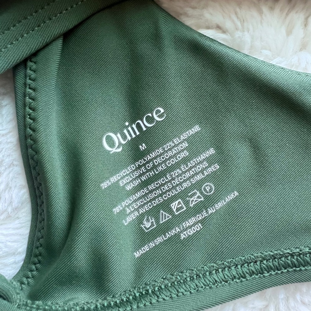 Quince Women's Recycled Polyamide V-Neck Bikini Top Dark Green ATG001 Medium NWT - Picture 6 of 8